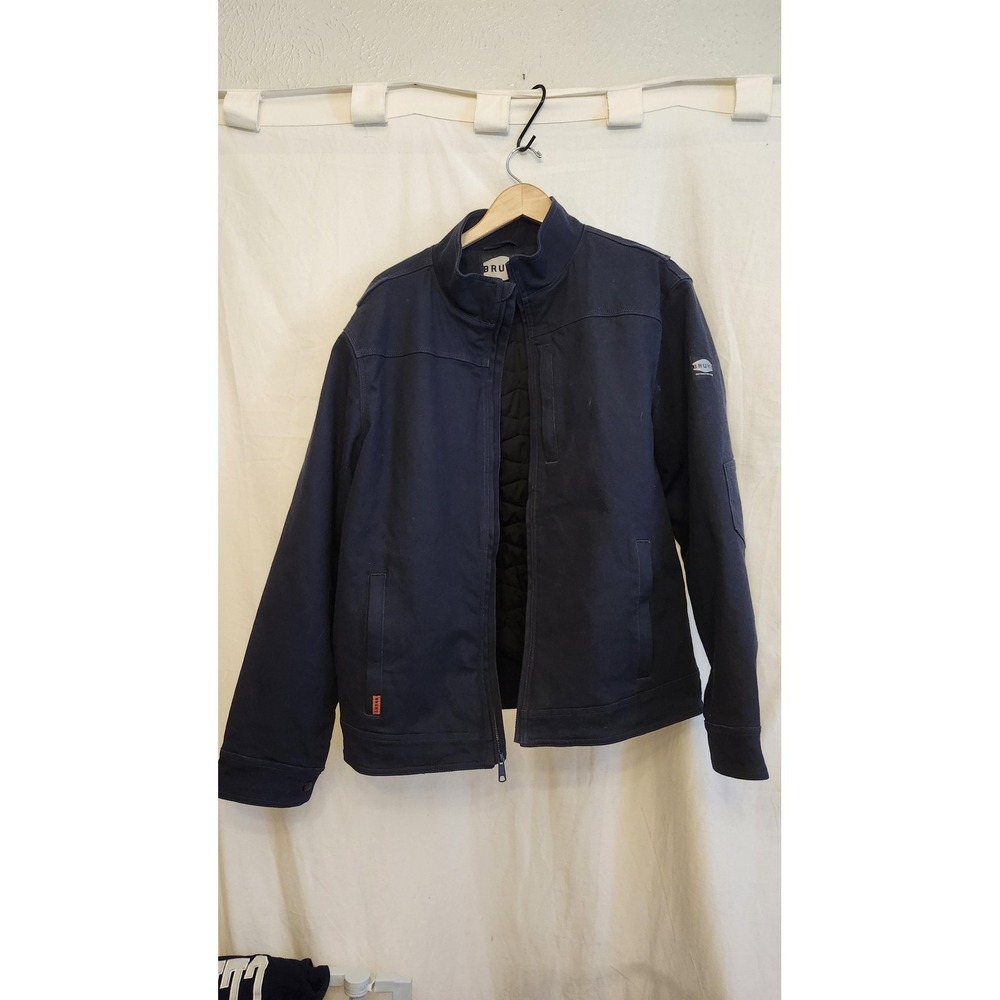 Brunt Jacket Mens Large Blue Canvas Quilted Workwear Insulated Outdoor Field Zip